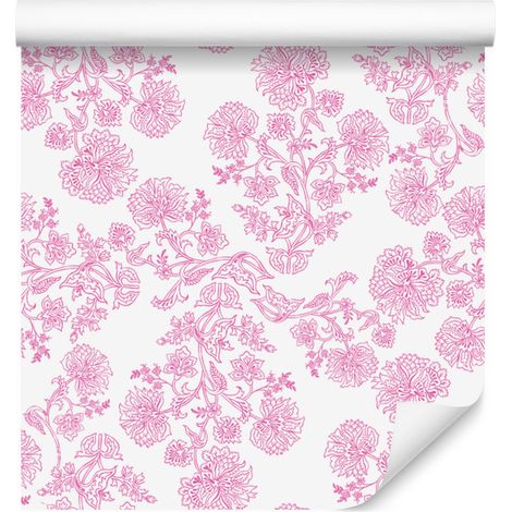 Papier peint à fleurs rose poudré pour salon et chambre 50x1000 cm (1/5)