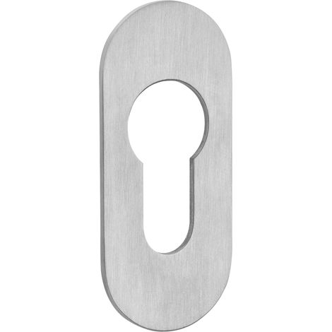 SOTECH selbstklebende Edelstahl Tür-Rosette - 1 Stück Kleberosette oval 65 x 28 x 2 mm Edelstahl Satin für Schlösser mit Profilzylinder