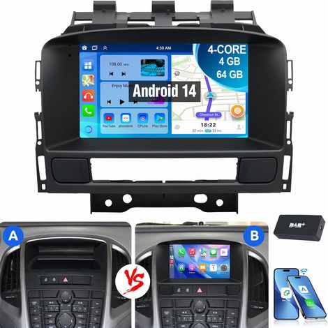 Autoradio Android 14 pour Opel Astra J 2009-2014, Apple Carplay, Navigation RDS 4+64G DAB (1/5)