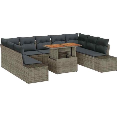 Maison Exclusive - Garten-Sofa-Set mit Speicher 10 pcs Grau Poly
