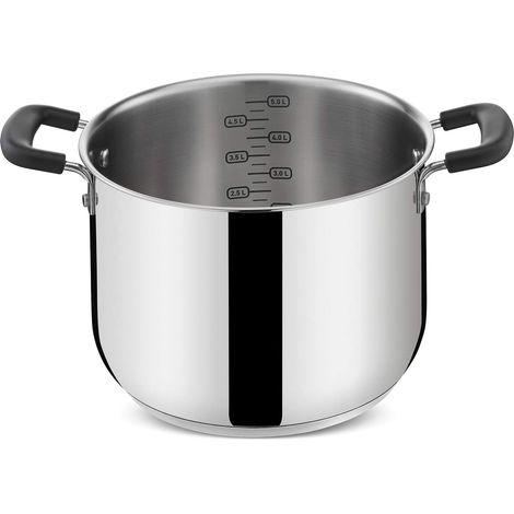 Lagostina Pratica Pentola Alta 2 Maniglie per Induzione, Grigio, 22 cm, Acciaio 18/10 (1/5)
