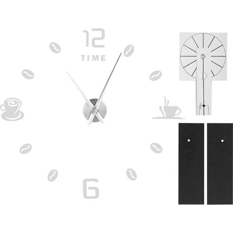 Horloge Murale Moderne DIY Grand Format, Surface Miroir Autocollante pour Décor de Bureau ou Salon, Finition Argentée