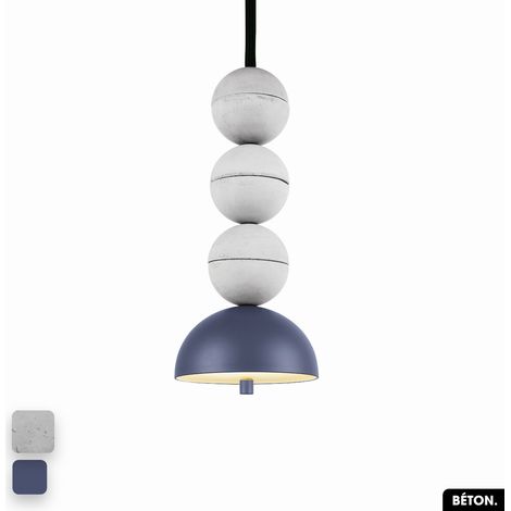 Lampe de suspension en béton - BOSFOR CONCRETE BLANC - INDIGO 3 BALLES LED 14W (1/2)