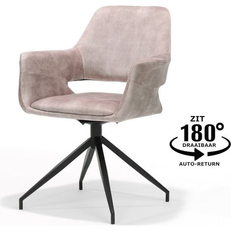 Fauteuil de Table Pivotant M4 avec Accoudoirs en Velours Aurora Coloris Liver-Mole - PANGIVO (1/3)