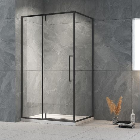 Cabina Box Doccia Nero 70x100 Cm Angolare con Porta Battente e Parete Fissa Moderno Lux (1/3)