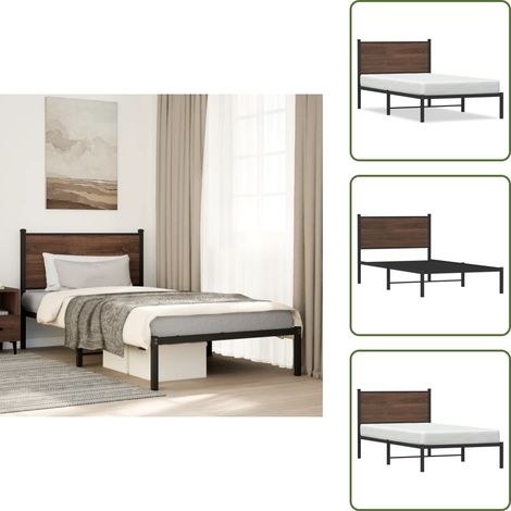 Letto con supporto schiena - vidaXL Giroletto senza Materasso in Metallo Rovere Marrone 100x200 cm - Letto per ospiti