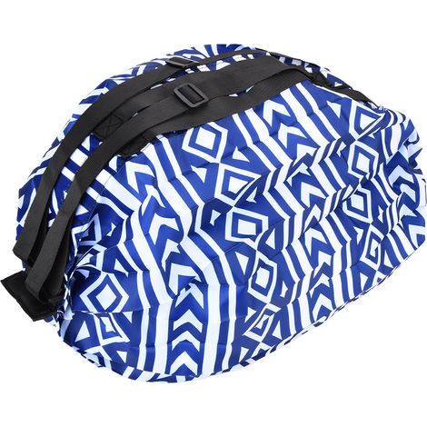 Sacs à dos élégants, pliables, réutilisables et écologiques pour faire les courses et voyager (bleu et blanc) (1/5)