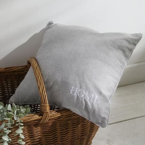 Cushion - TODAY - CHARME - Chambray x Petite broderie Capucine - 40 x 40 cm (1/5)