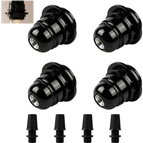 4 Pièces Douille Ampoule E27, 250V 4A Douille Lumière E27 a Visser en Plastique avec Abat-jour Bague Connecteur, Compatible Lampes de Table, Lampadaires, Plafonniers et Projets Éclairage DIY (1/5)
