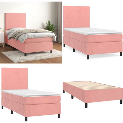 Sommier à lattes de lit avec matelas Rose 90x190 cm Velours - Lit Plateforme - Lit Double - Lit Capitonné - Lit Velours - Literie - Home & Living (1/5)