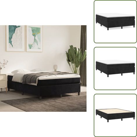 Cadre de lit sans matelas noir 140x190 cm velours - Cadre De Lit - Lit Double - Lit Velours - Literie - Meuble Chambre