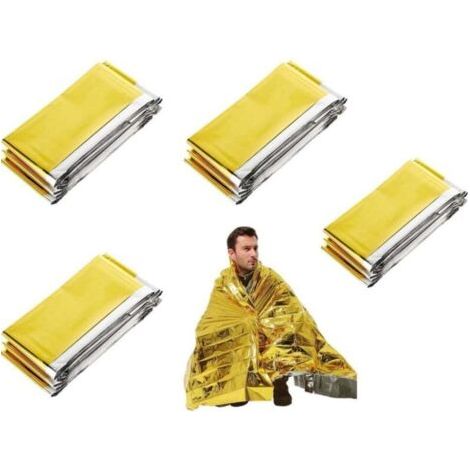 Couverture de secours 4 pièces - Couverture d'urgence 160x210cm - Couverture isolante pour trousse de premiers secours - Couverture de premiers secour (1/4)