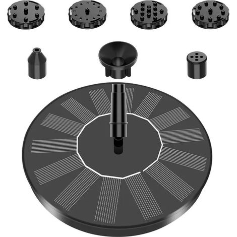Fontaine solaire étanche (13 cm) - Pompe d'arrosage solaire économique pour plantes - Fontaine colorée pour bain d'oiseaux - Décoration extérieure pour jardin et piscine (1/5)