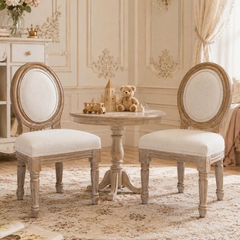Lot de 2 chaises Enfant en Velours Beige, Fauteuils Enfant Rembourrés avec Dossier à Oreilles, Sièges pour Chambre d'Enfant, Salle de Jeux et Coin Lecture, Charge Max. 120 kg