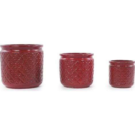 Set di 3 vasi in ceramica Ø 38/30,5/23 cm rosso vino brillante HOMVRA (1/5)