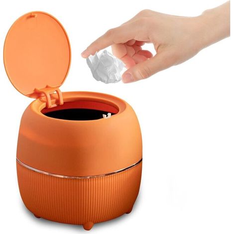 Poubelle ronde avec couvercle (Orange)-Fei Yu