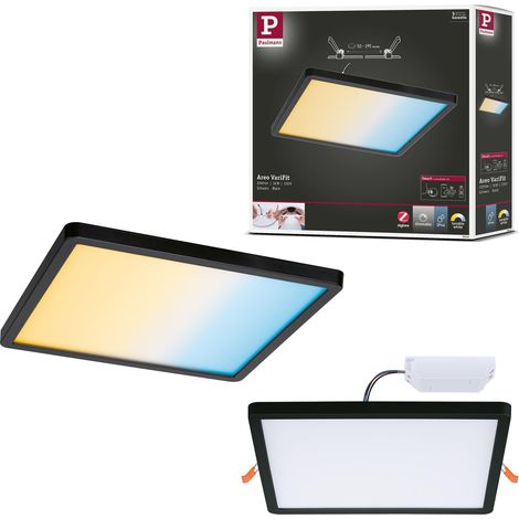 panneau LED panneau encastré IP44 230x230mm carré incl. 1x16 W gradable Tunable White Noir synthétique plafonnier 3000K (1/5)