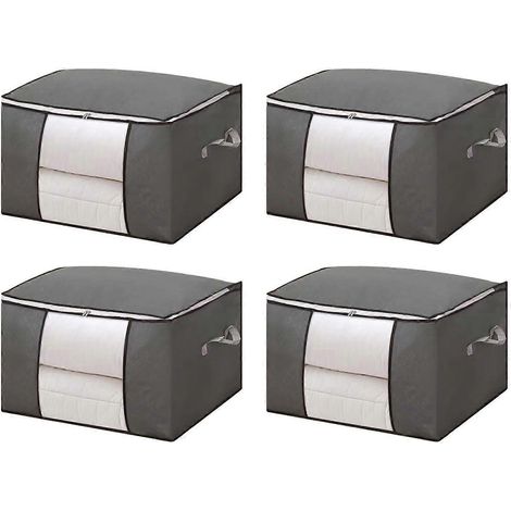 Sac de rangement pour vêtements, boîte de rangement pliable pour couvertures en tissu, organisateur de penderie avec fenêtre transparente