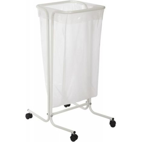 Support tubulaire sur roulettes Tubag pour sacs de 110l acier poudré maintien du sac par tension coloris blanc - ROSSIGNOL (1/5)