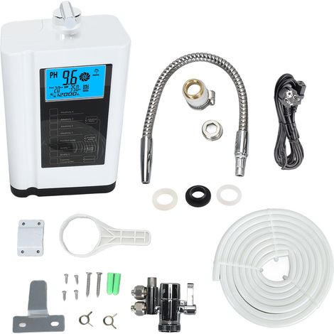 Générateur d'eau riche en hydrogène mural multifonctionnel à ionisation alcaline et acide par petits clusters de molécules, avec écran LCD 3,8 pouces, blanc, prise UE 220 V (1/5)
