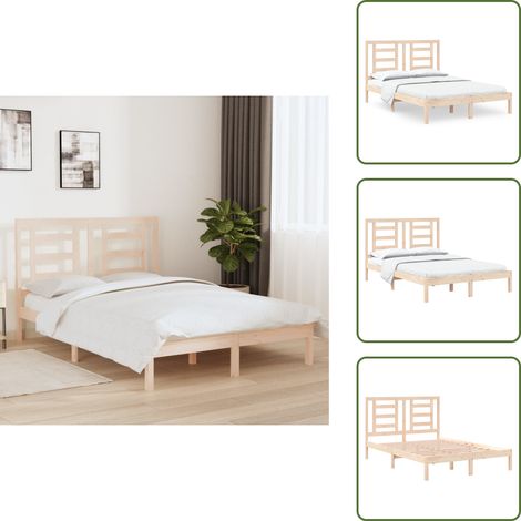 Massivholzbett ohne Matratze 140x200 cm Kiefernholz - Holzbett - Kiefernholzbett - Doppelbett - Massives Holzbett - Bettgestell (1/5)