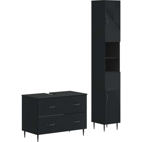 Maison Exclusive - Set di Armadi da Bagno da 2 Pezzi HAARLEM Nero (1/5)