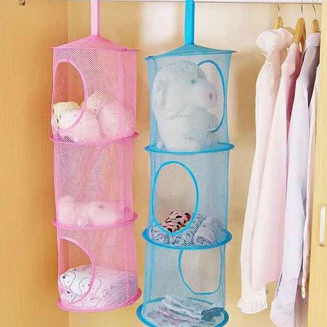 Filiyano-Panier à linge à trois niveaux - respirant et pliable - filet de séchage pour vêtements à la maison - gain de place - panier suspendu pour (1/5)