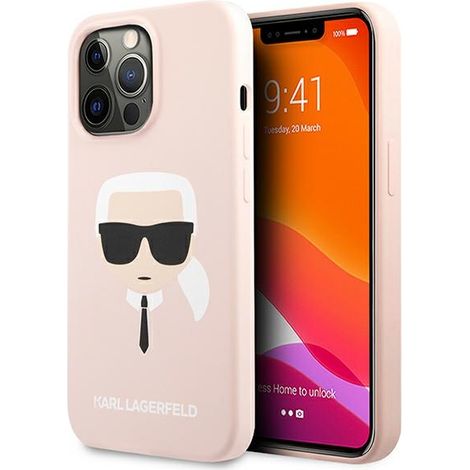 Karl Lagerfeld KLHCP13LSLKHLP iPhone 13 Pro / 13 6,1 Zoll hellrosa/hellrosa Hartschalen-Silikonhülle mit Karls Kopf (1/5)