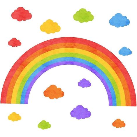 Stickers muraux nuages arc-en-ciel en PVC pour fond de télévision, couloir, chambre d'enfant (1/5)
