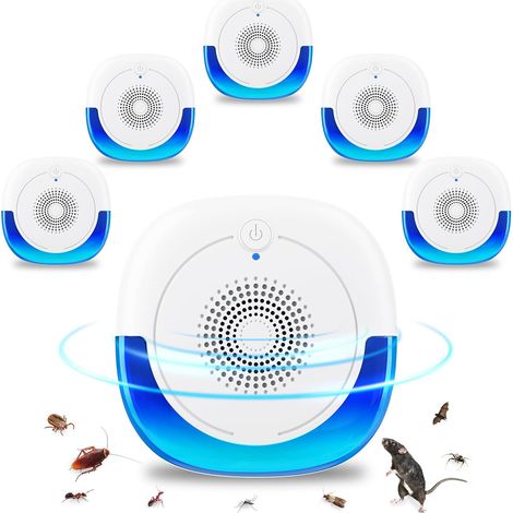 Paquete de 6 repelentes ultrasónicos para ratones, ratas, arañas, insectos, cucarachas, mosquitos y otras plagas.