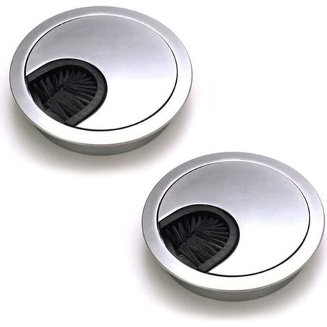 pezzi Passacavi rotondi da scrivania, passacavi, organizer per cavi per scrivania, 60 mm, canale per cavi da scrivania, per mobili (argento) (1/4)