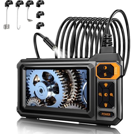 Endoskopkamera mit Beleuchtung, 1080P HD Industrie-Endoskopkamera mit 4,3-Zoll-Bildschirm, 5 m Kabel und 8 LEDs, IP67 wasserdicht