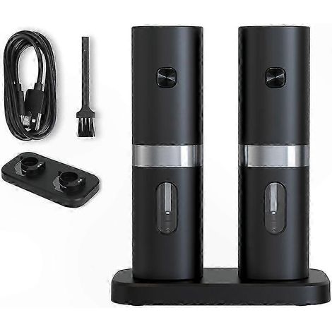 Moulin à sel et poivre réglable, lot de 2 avec socle rechargeable, idéal maison et voyage, broyage personnalisé, design robuste pour usage quotidien (1/5)