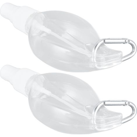 Lot de 2 flacons porte-clés de voyage de 50 ml, portables, en plastique transparent, étanches et rechargeables, pour savon pour les mains, motif feuille d'érable. (1/5)