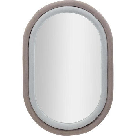 Espejo ovalado de pared con marco de terciopelo gris 90x60x4cm Antony (1/5)