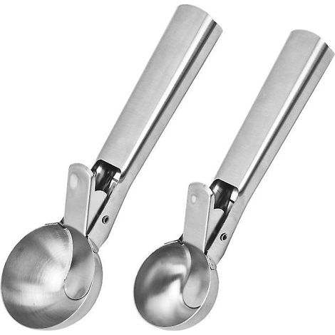 Finegood Eisportionierer-Set, Edelstahl-Eisportionierer für Melonen und Kekse mit leichtgängigem Auslösemechanismus, 2-teiliges Set
