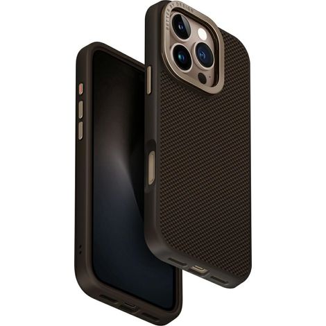 Funda Uniq Keva Max para iPhone 16 Pro con soporte para cámara y carga Magclick, color marrón. (1/5)