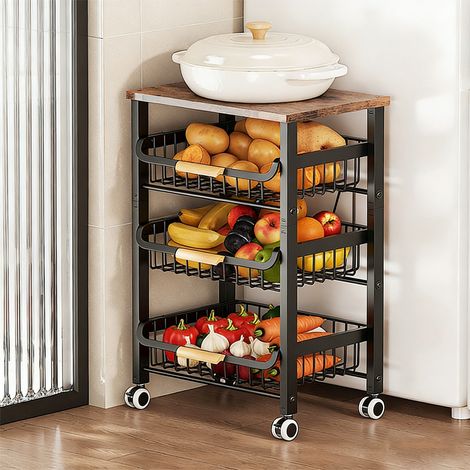 LEDANDER Kitchen Storage Shelf, 4-Tier Freestanding Fruit and Vegetable Basket, Multi-Tier Sliding Basket for Cupboard, 42x26x62CM (1/5)