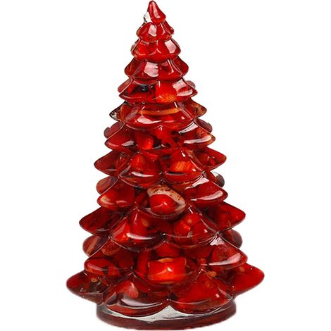 Arbre De Noël - Décoration De Table En Résine Et Pierres Naturelles - Ornement Festif Pour Intérieur - Lot De 1 (1/5)