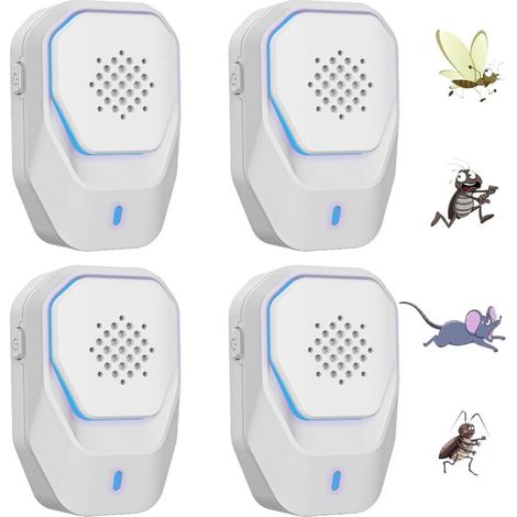 Répulsif électromagnétique ultrasonique efficace, repousse les moustiques, les souris, les fourmis, les mouches, les araignées et les cafards (paquet de 4). (1/5)