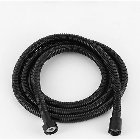Tuyau de douche flexible en acier inoxydable 1 pièce 1,5 m, raccords en laiton, tuyau de pommeau de douche anti-torsion, tuyau de douche flexible - noir (1/5)