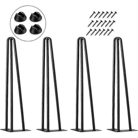 Pieds de table en forme d'épingle à cheveux, 50 cm, lot de 4, pieds de meubles en métal à monter soi-même, adaptés aux tiroirs de placard et aux tables de chevet. (1/5)