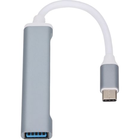 Hub USB-C 4 en 1, station d'accueil USB portable, légère et haute vitesse pour clavier, imprimante, téléphone portable et tablette (Gris) (1/5)
