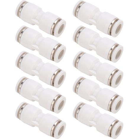 10 raccords à pression droits pour tuyau d'air, raccords pneumatiques à dégagement rapide, blancs PU-8 (1/5)