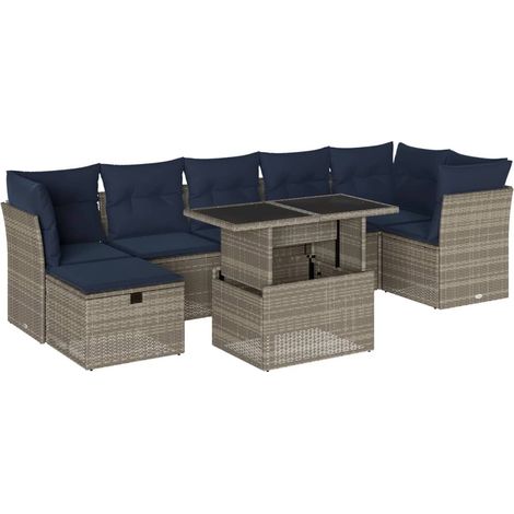 Maison Exclusive - Set Divani da Giardino 8 pz con Cuscini Grigio in Polyrattan (1/5)
