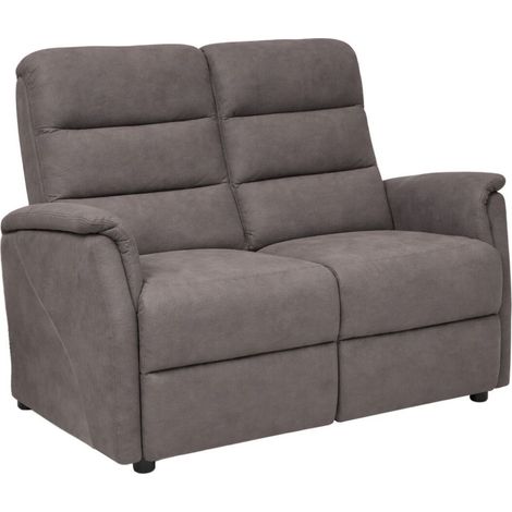 Canapé fixe tissu polyester imitation cuir gris-brun marbré - DONATELLO (1/4)