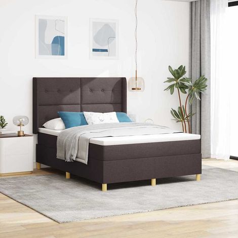 Boxspringbett mit LED-Lichtleisten Braun 140 x 190 cm Stoff (1/5)