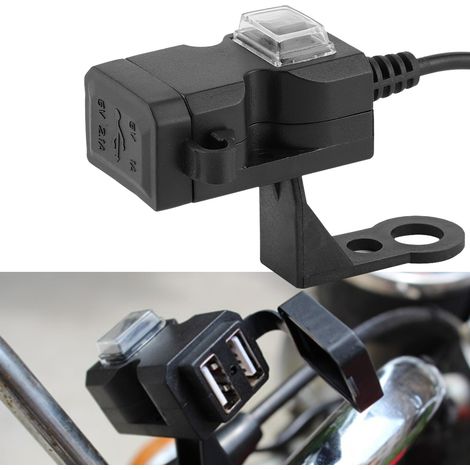 Chargeur de moto étanche à double port USB 12 V, chargeur de guidon 5 V 1 A / 2,1 A, adaptateur pour prise de téléphone 12-24 V (1/5)