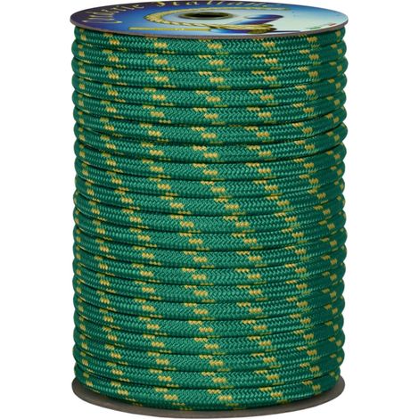 006003885 Treccia corit verde, 12 mm - 20 mt, Corda intrecciata multiuso resistente ai raggi U.V. e all'abrasione, per attività all'aperto, giardino, mare, guinzagli e fai da te, rottura 1540 kg (1/3)