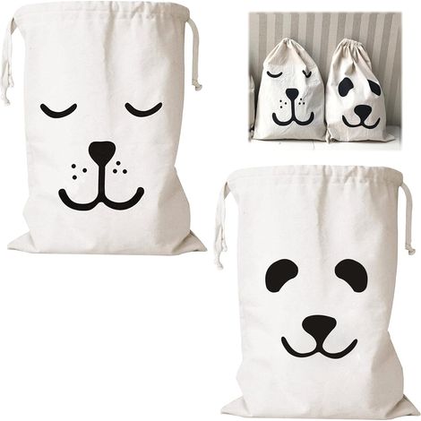 2 Pièces Sac à Linge 46 x 62 cm, Sac Tissu Cordon, Sac Linge Sale Voyage (1/5)